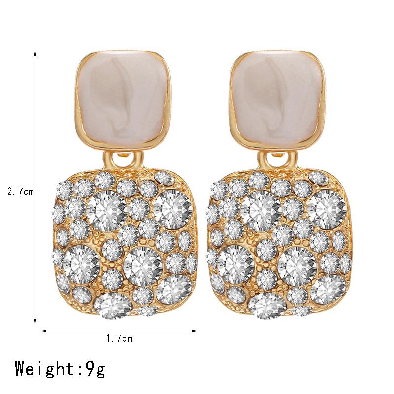 Product Introduction of Vintage Black Crystal Square Earrings Fashion Statement Rhinestone Drop Earrings for Women Wedding Jewelry Personality Gifts 17