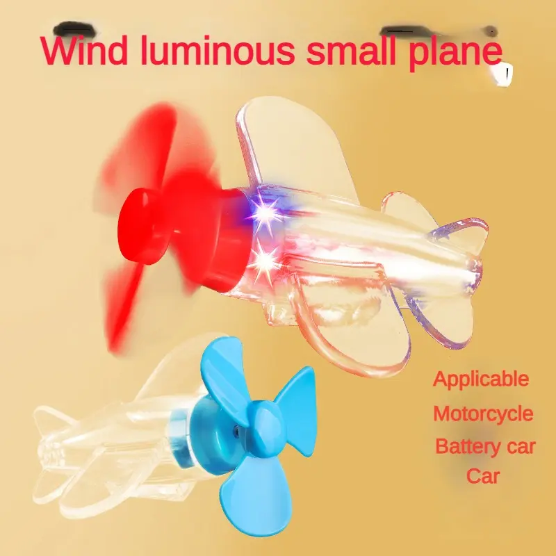 Motorcycle Car Wind Energy Glowing Small Airplane Wind Power LED Bright Light Electric Vehicle Motorcycle Ornament Car Decoration