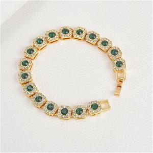 เครื่องประดับแร็พ, ขายร้อนข้ามพรมแดน, คุณภาพสูง, มรกตสีทอง 11 มม., สไตล์ฮิปฮอป, สร้อยข้อมือก้อนน้ำตาล