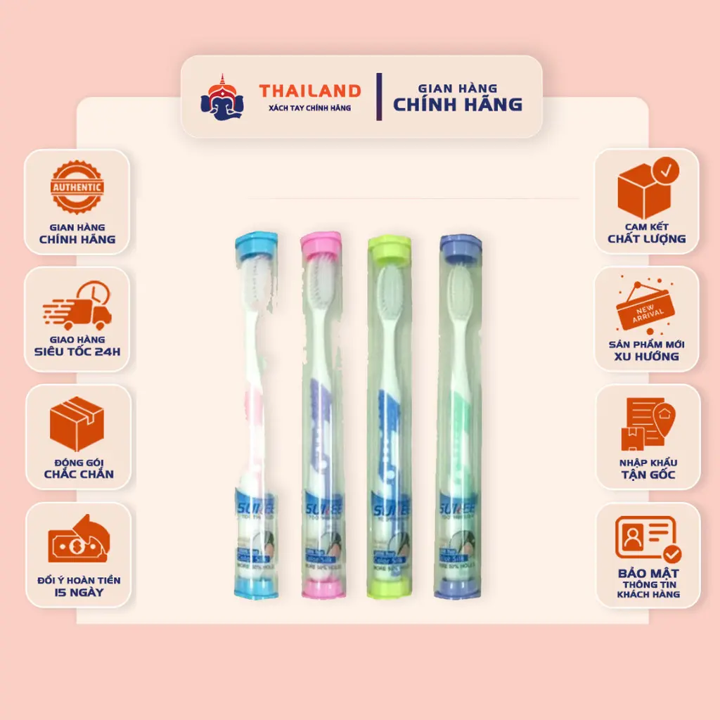 [COMBO 5] Bàn chải đánh răng Sunree Thái Lan (Giao màu ngẫu nhiên)