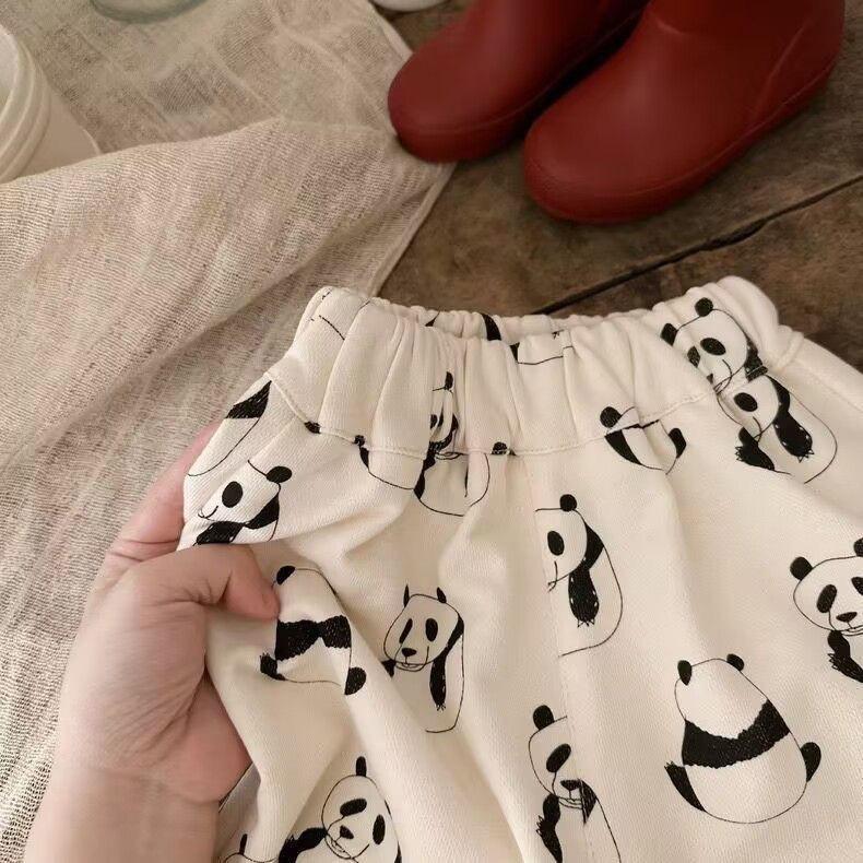 Product Introduction of Bộ đồ dành cho trẻ em Mùa hè 2024 Chàng trai và cô gái mới Áo thun ngắn tay Gấu trúc Bé mùa hè Giản dị Quần đùi in hoa đầy đủ Thời trang 13