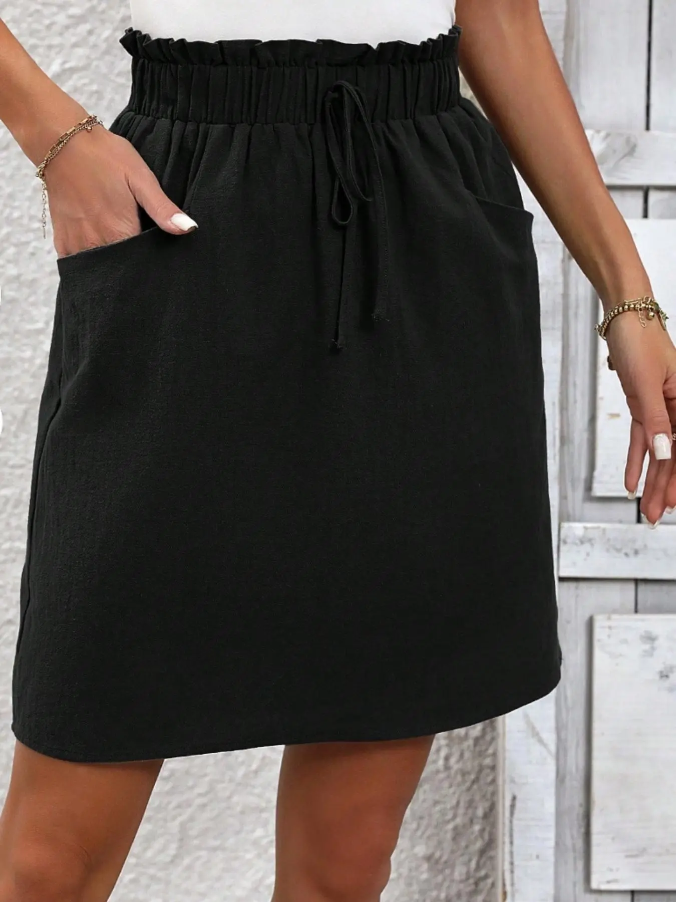 Women's Solid Color Pocket Skirt, Casual Fashion Short Skirt for Daily Outdoor Wear, Ladies Bottoms for Summer