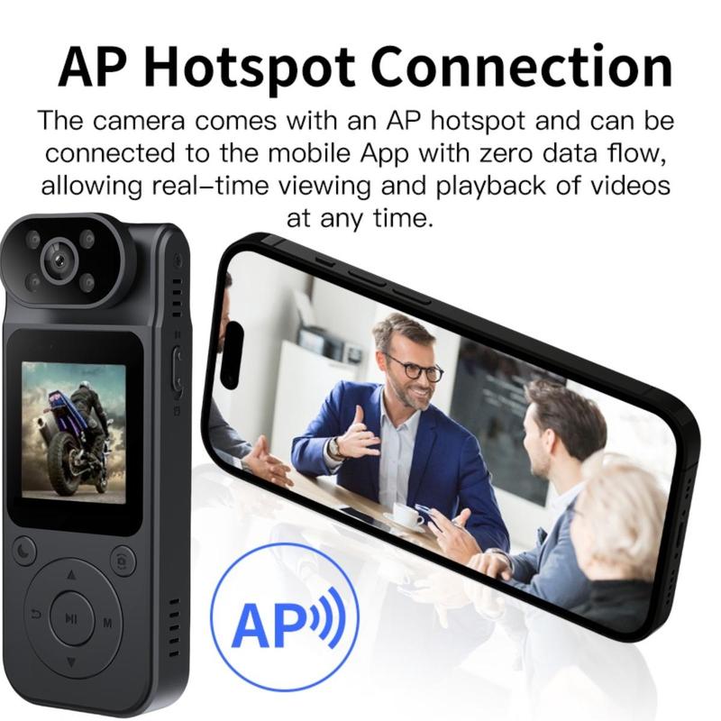 4K Outdoor Sports Camera, Portable Wearable Action Camera with 180° Rotatable Lens & 1.45 inch LCD Display, Vlog Body Camera for Outdoor Sports 5