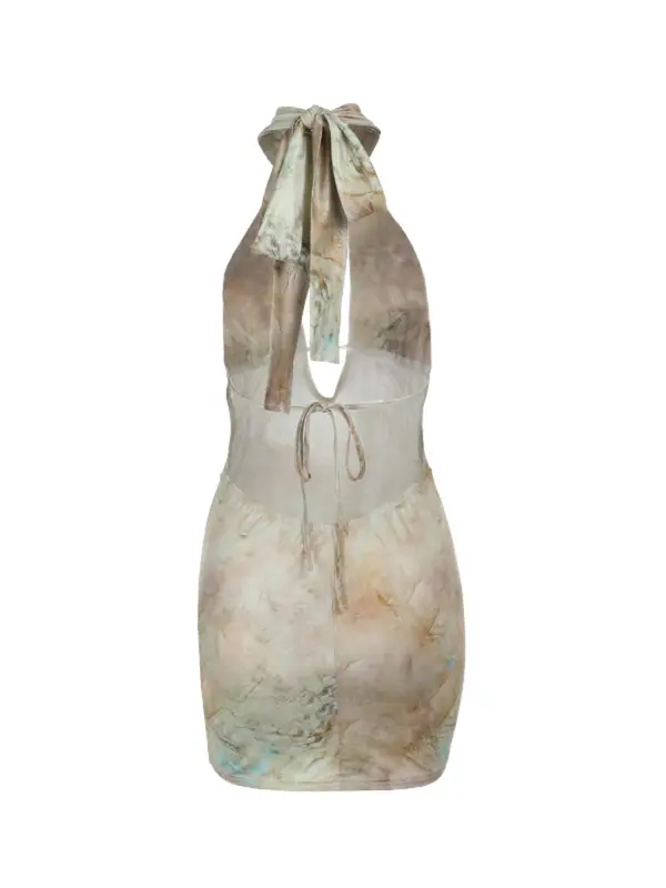 Women's  Cut Out Backless Halter Dress, Elegant Fashion Casual Sleeveless Short Dress for Daily Outdoor Wear, Women Dress for Summer 1