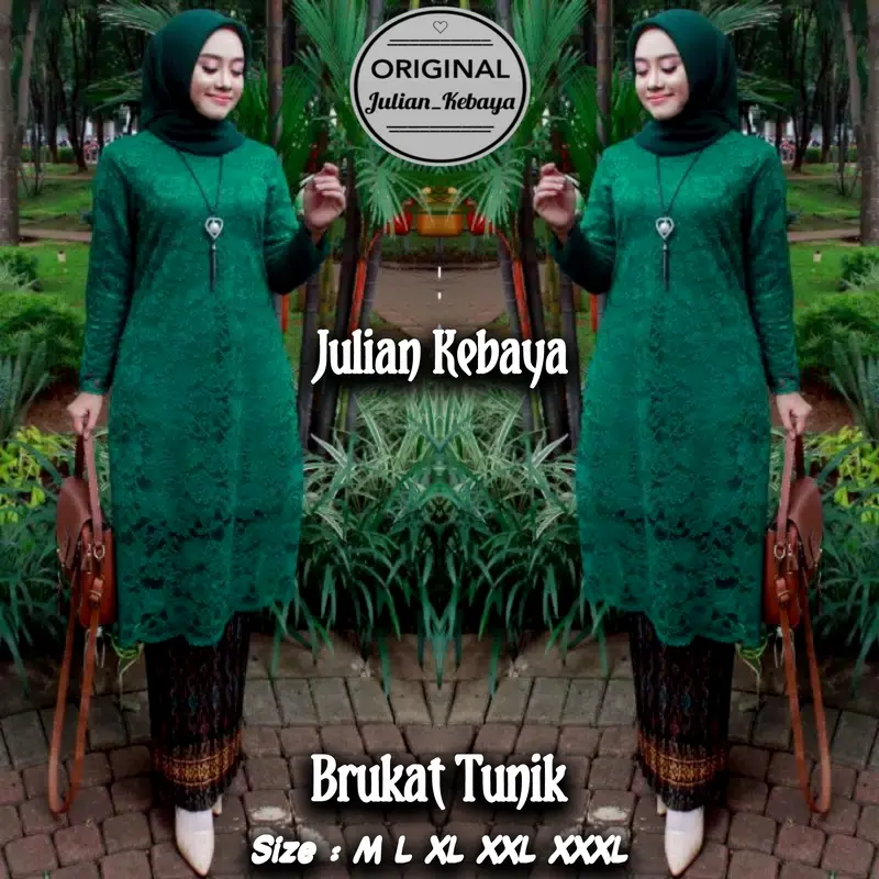 Setelan Kebaya Brukat Tunik Modern Jumbo / Kebaya Wisuda / Kebaya Pesta Kondangan Baju Batik Tebal Brokat Dress Wanita Atasan set Panjang Lamaran  Mewah Remaja Dewasa 2