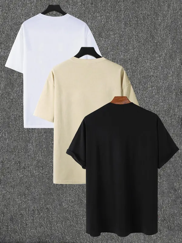 Unisex Men's Cartoon Face Print Drop Shoulder Tee, Regular Fit Casual Short Sleeve Round Neck T-shirt for Summer, Graphic Tees, Men's Clothes for Daily Wear 6