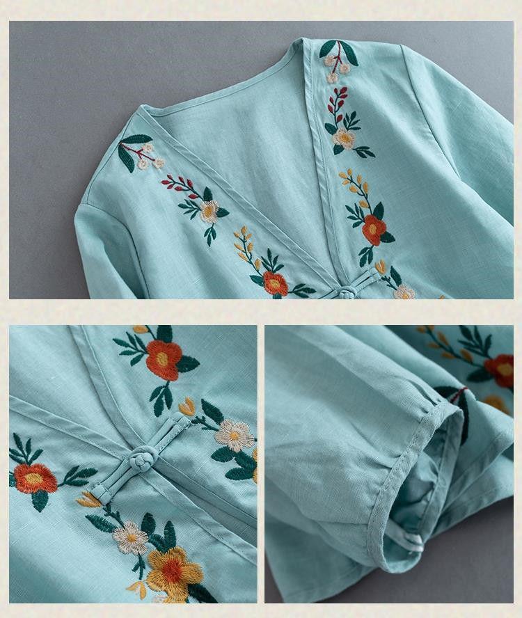 Product Introduction of Áo Sơ Mi Vải Lanh Và Cotton, Trang Phục Nữ Đầu Mùa Thu, Phong Cách Cổ Điển Nghệ Thuật, Áo Dài Tay, Áo Cardigan Thêu, Áo Khoác Thường Ngày, Xu Hướng Mùa Thu, 2023 11