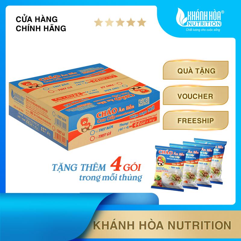 MUA 1 TẶNG 4 Cháo Ăn Liền Vị Thịt Bằm - Khánh Hòa Nutrition - Thùng 40 + 4 Gói x 50 Gram