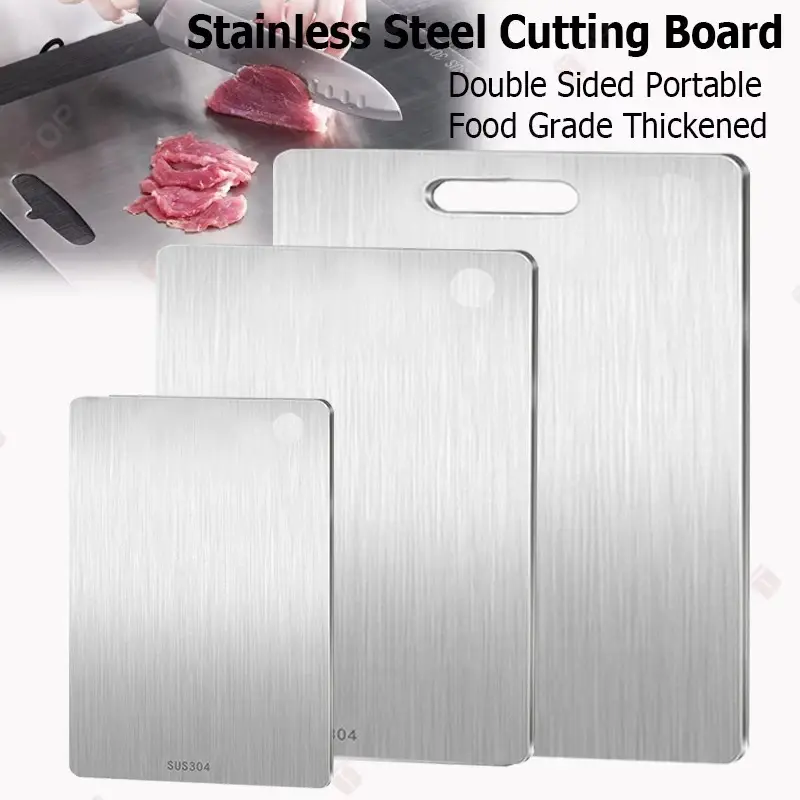 Stainless Steel Cutting Board for Kitchen Titanium Cutting Boards 304 Stainless Steel Double-Sided Food Grade Cutting Board 5