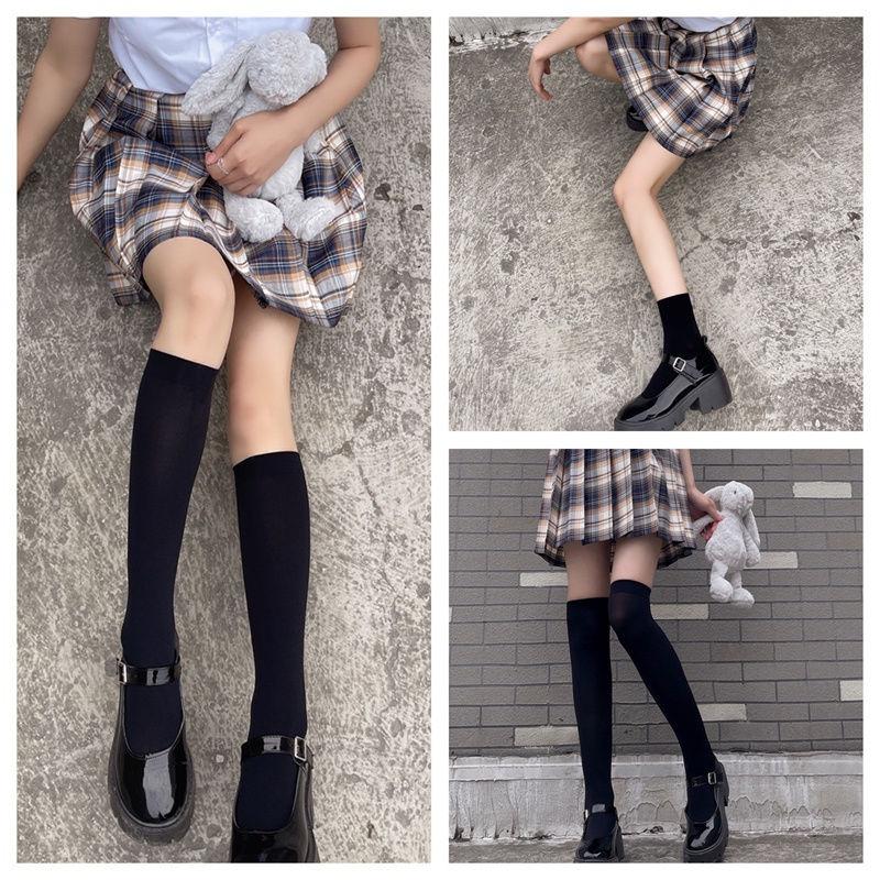 Product Introduction of SS25 jk over the knee pressure students high school long socks Calf socks black velvet lolita milk white Black/White/Assorted Color Stripe Womenswear Lingerie Lady Comfort Bridal Maternity Basic Minimalist 0