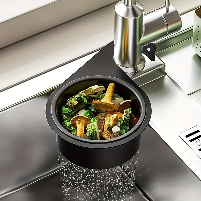 1pc Black, Stainless Steel Sink Filter, Kitchen Waste Filter, Vegetable & Fruit Washing Tray, For Kitchen Waste, Kitchen Sink Tools