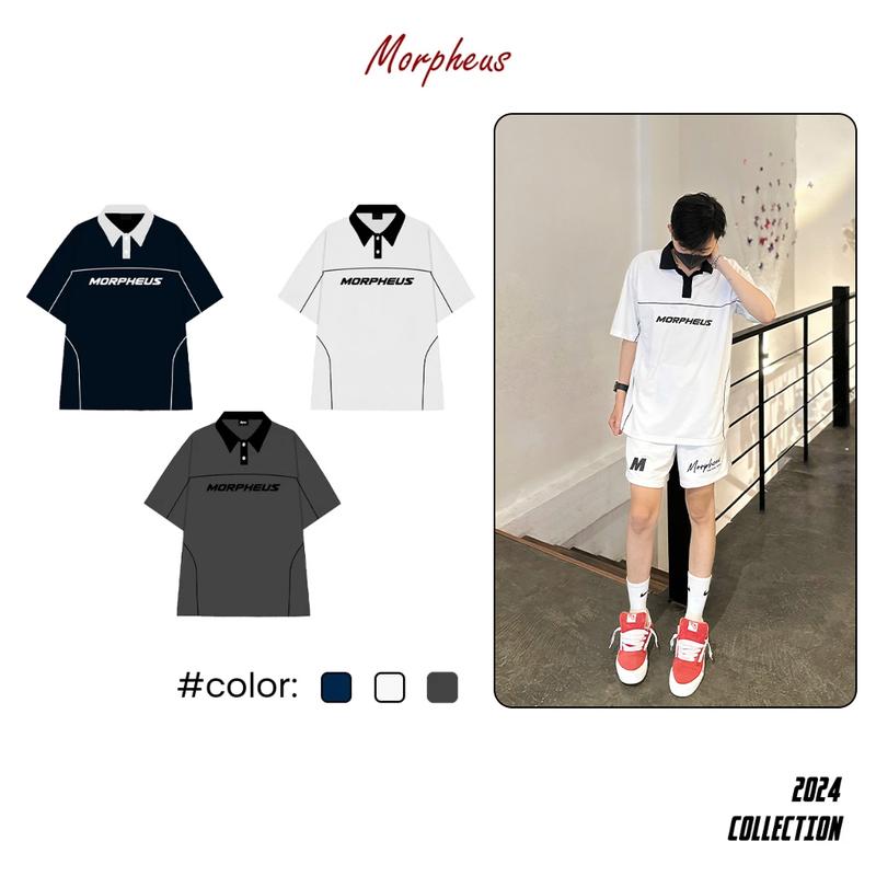 Áo Polo phối, Polo Basic Local Brand Morpheus Unisex Nam Nữ Oversize, Raglan Polo