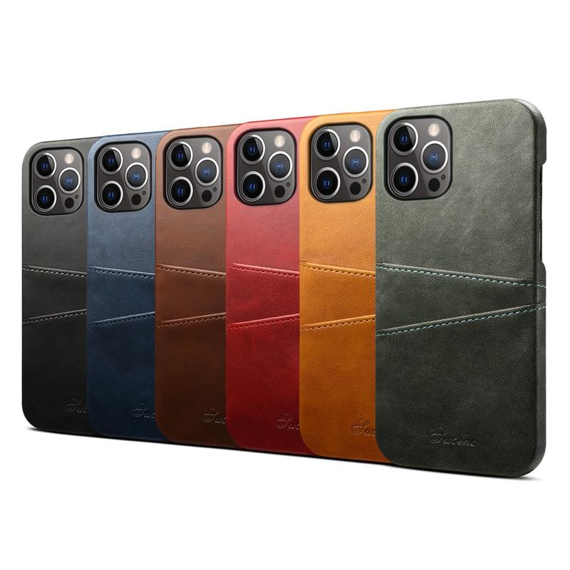 Leather Case Compatible for iPhone 12 Pro Max Mini with Card Slot - Casing Kulit Hard Case Holder 0