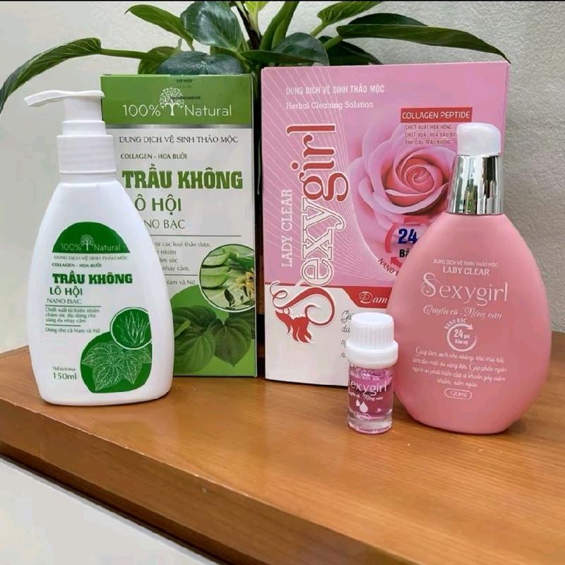 ( Combo 3 sản phẩm) 1 dung dịch Sexy girl + 1 nước hoa mini + 1 chai dung dịch trầu không lô hội hỗ trợ làm sạch, thơm, giảm viêm nhiễm nấm ngứa