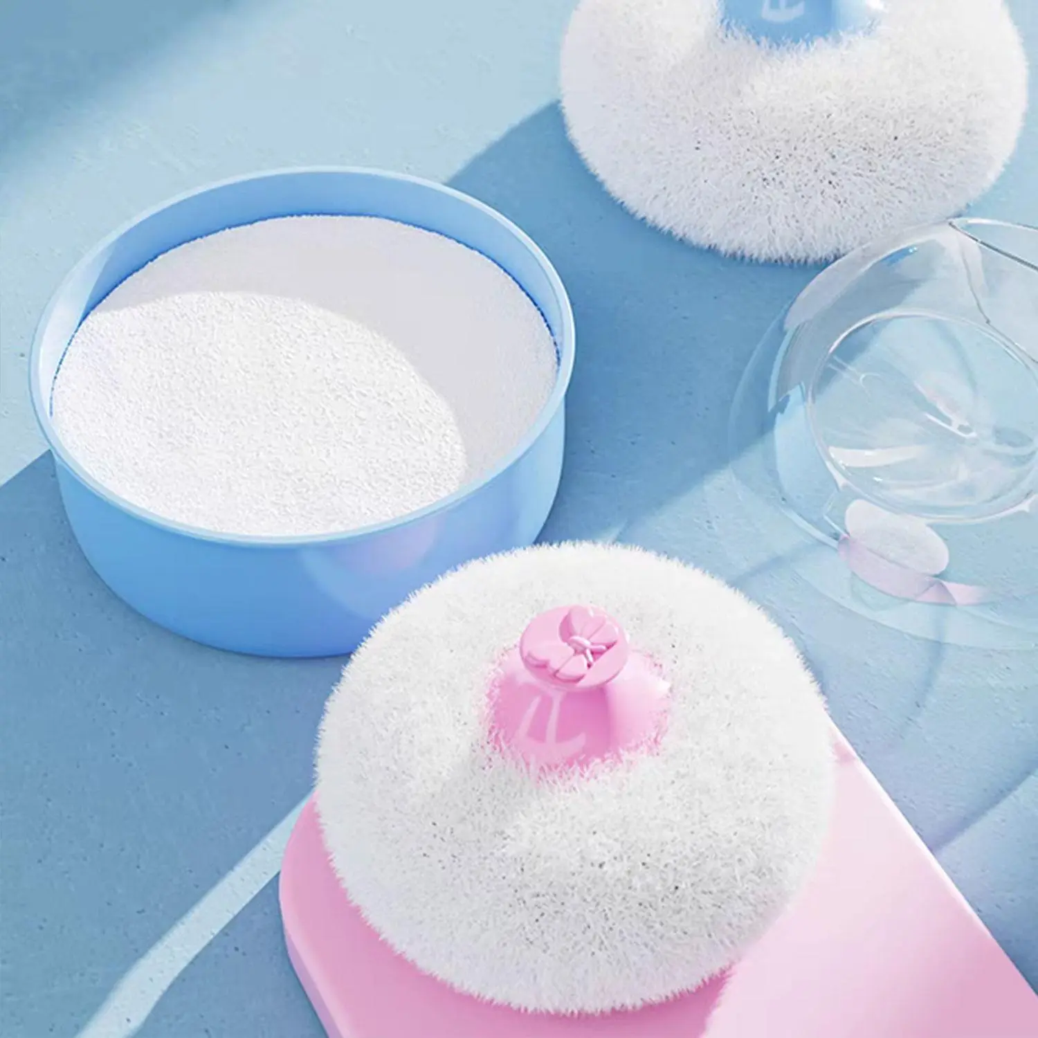 Baby Body Cosmetic Powder Puff and Container Case Infant Kid Powder Puff and Box