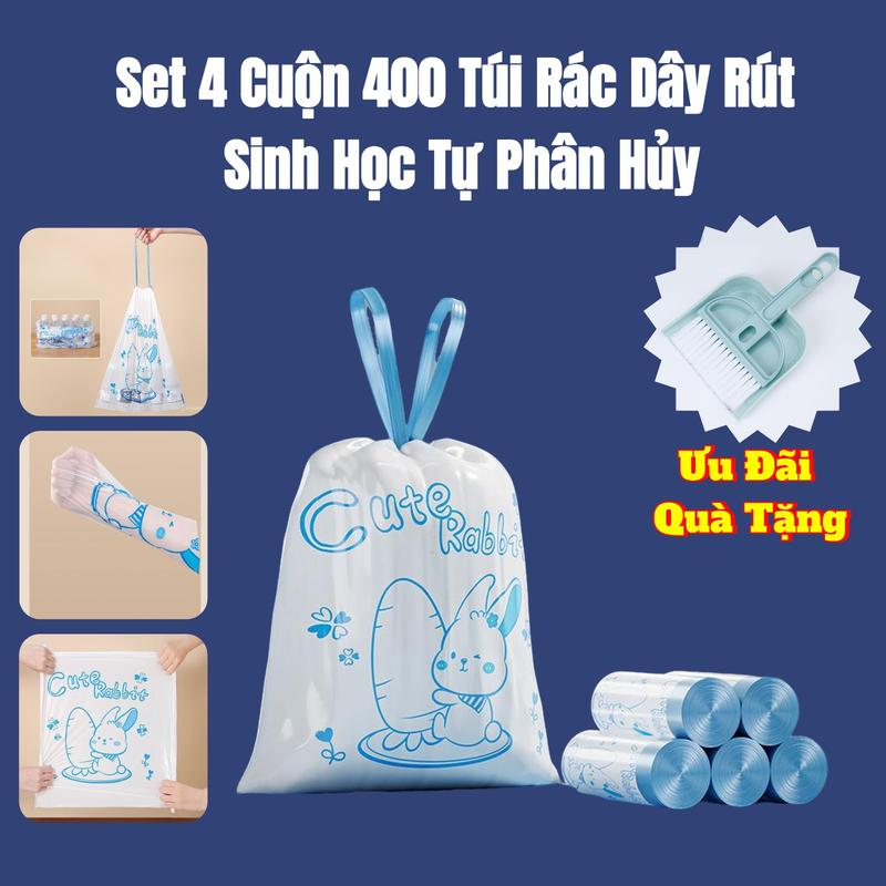 Set 4 Cuộn 400 Túi Rác Dây Rút Sinh Học Tự Phân Hủy,Túi Đựng - TikTok ...