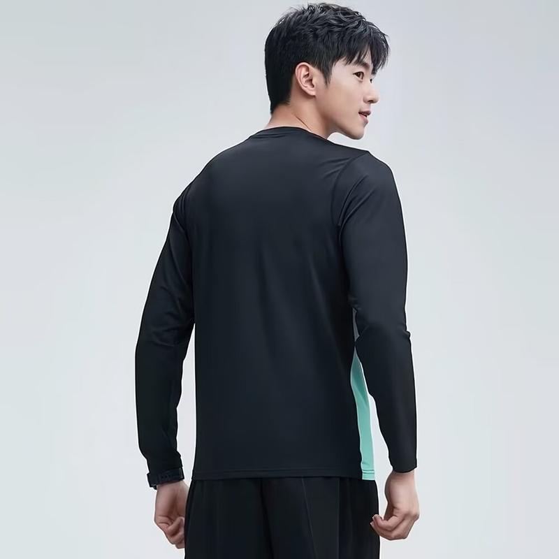 Product Introduction of 2025 Summer Men's Sports Long Sleeve Tshirts Quick-dry Breathable Gym T-shirt&shorts Running Fitness Training Running Tops Green\ Light Grey\ Blue\ Red 6