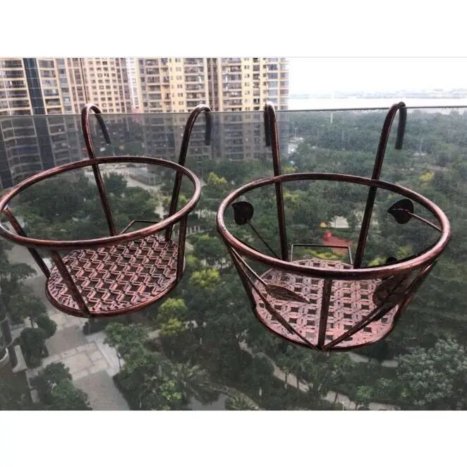 Giá sắt treo chậu cây, giỏ sắt, móc treo ban công để chậu hoa trang trí ngoài trời, sơn tĩnh điện 7