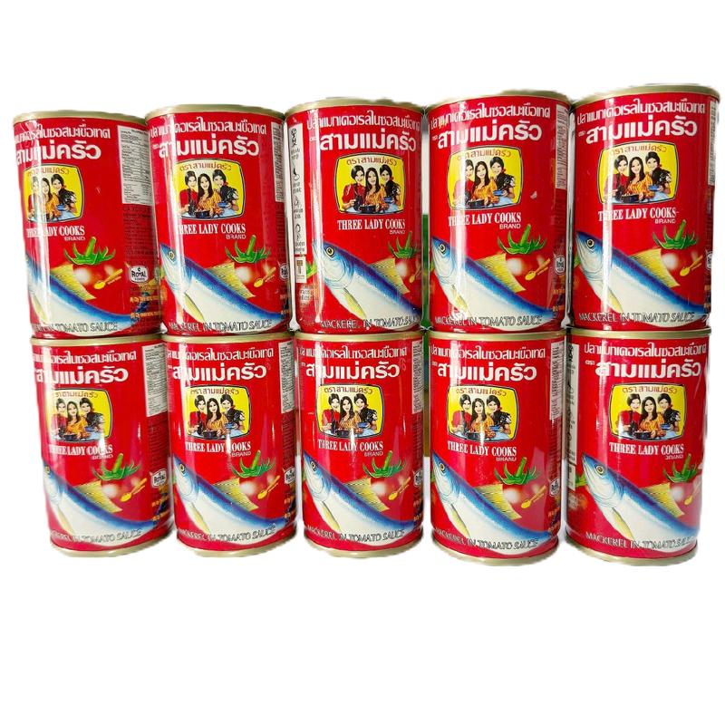 Lốc 10 hộp cá mồi xốt cà 3 cô gái nắp khui bằng muỗng. Mỗi hộp 155g Food Thức Ăn Ăn Vặt Chua Cay