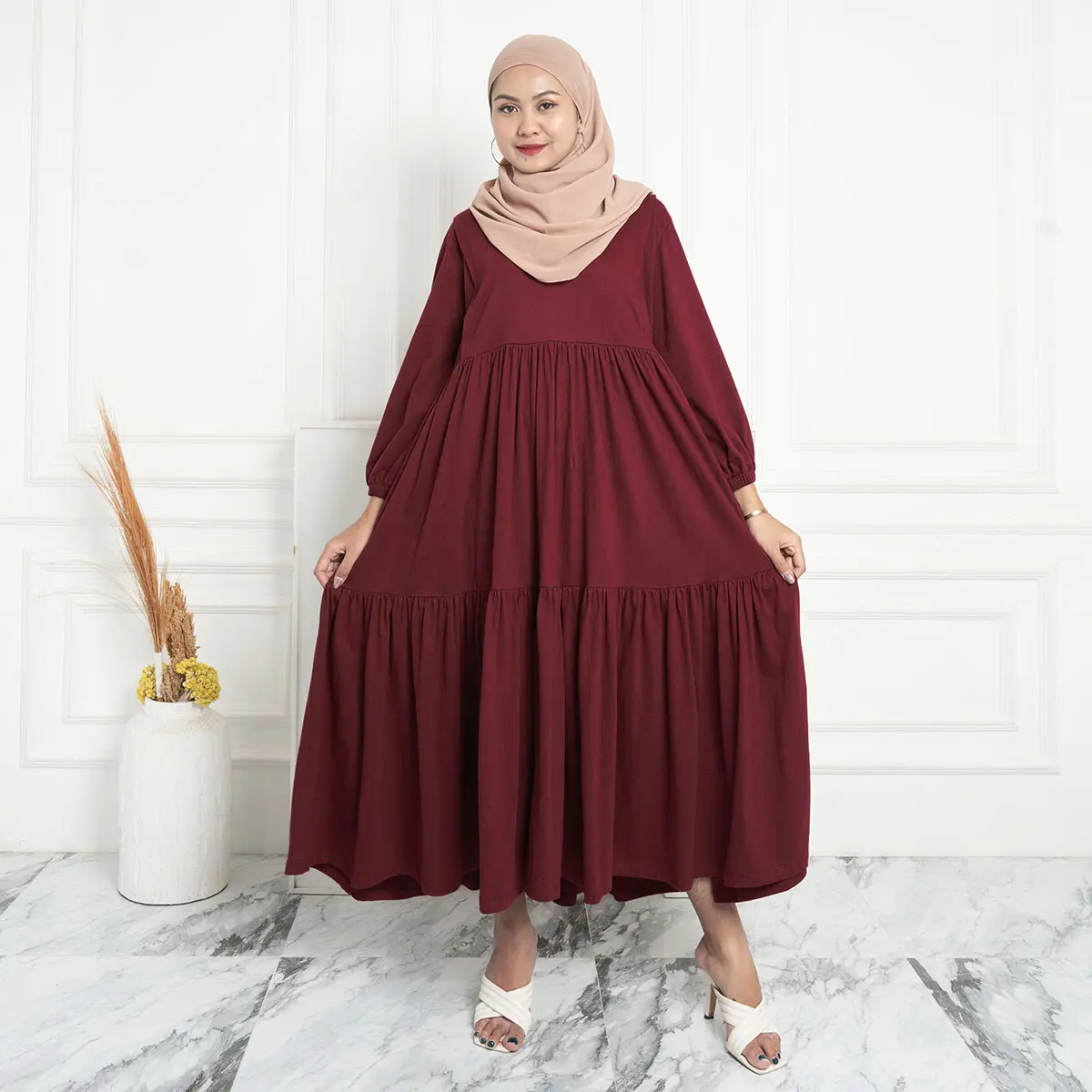 Simplyrooms Clara Busui Dress Gamis Kaos Cotton Combed Menyusui Casual Muslim  Nyaman