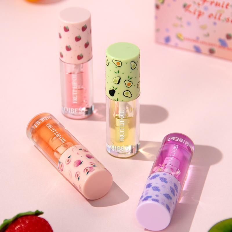Product Introduction of Fruit Flavor Lip Gloss, 4 Counts/set Moisturizing Lip Gloss, Glossy Lip Glaze, Plumping Lip Oil for Girls & Women, Christmas Gift 3