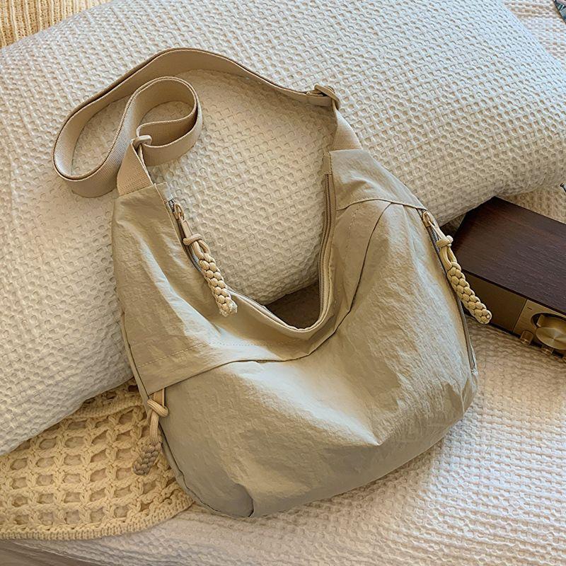 Túi Đeo Vai, Dễ Phối Đồ Mới, túi Messenger Du Lịch, Nylon Nhăn Giặt, Phong Cách Cổ Điển Thường Ngày Và Nhẹ, Túi Bánh Bao