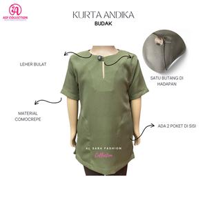 KURTA ANDIKA NEWBORN & BUDAK RAYA 2026/KURTA RAYA COMOCREPE/KURTA MURAH/KURTA BUDAK RAYA Clothing Family Lengan Pastel Sets Mother Butang