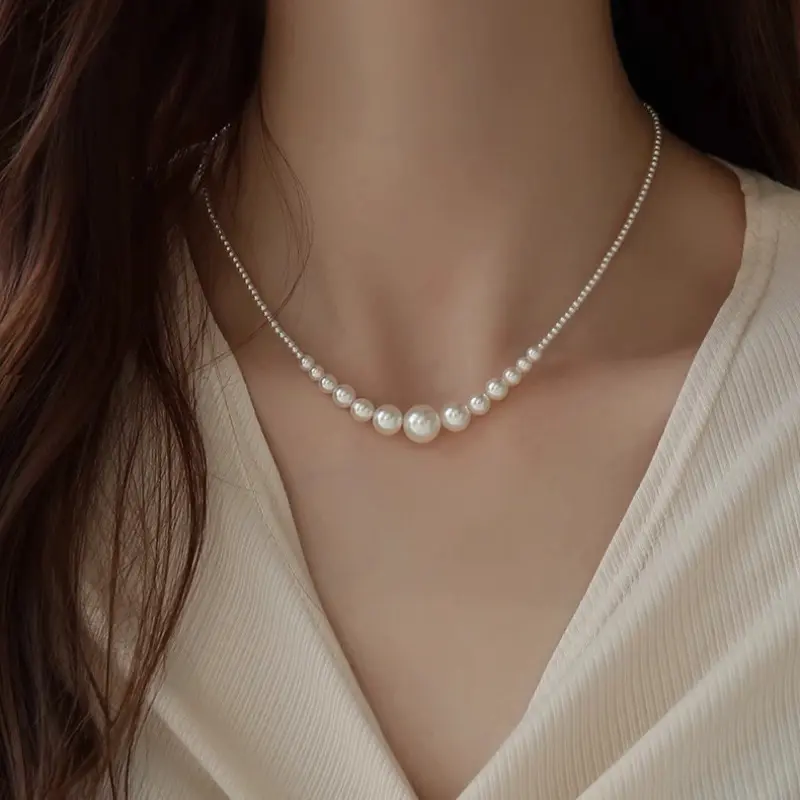 Vòng Cổ Ngọc Trai Nhân Tạo Dài, Phong Cách Cổ Điển, Hạt Ngọc Trai Thủy Tinh, N900, DAISYN 0