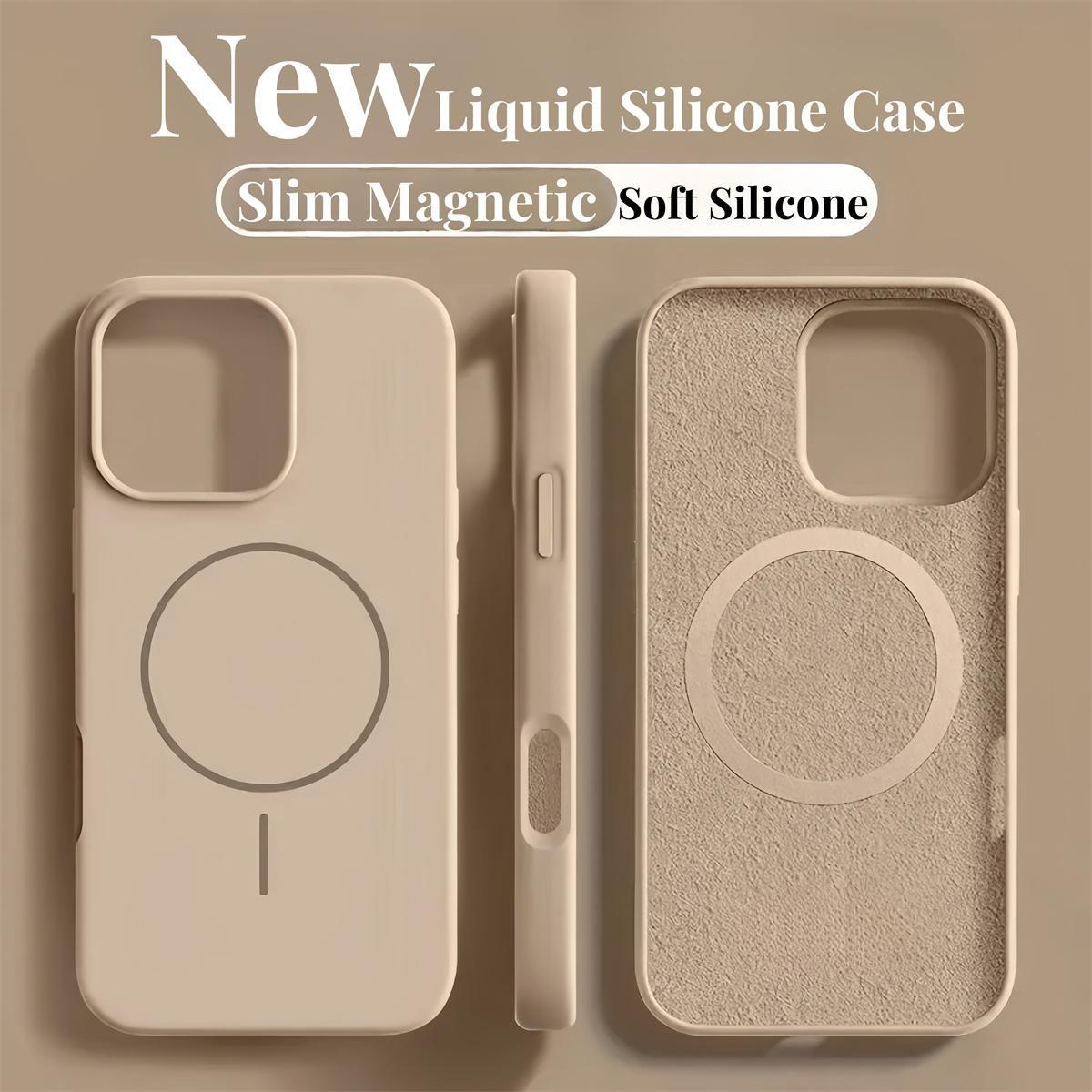 New Color Liquid Silicone Magnetic Phone Case For iPhone 16 Plus 15 14 13 11 12 16 Pro Max Anti Fingerprint Wireless Charging Soft Cover Shockproof