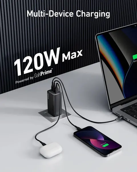 [Củ 120W] Dành cho Laptop | Củ Sạc Anker 3 cổng 2C1A 737 GaNPrime - 120W - Hỗ trợ GaN, PowerIQ - A2148 | BigBuy360 - bigbuy360.vn