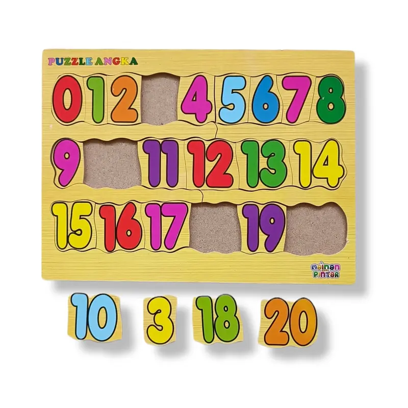 Mainan Edukasi Anak Paket Puzzle Kayu Isi 4 Huruf Hijaiyah Arab Huruf Besar Kecil Angka 0-20 1