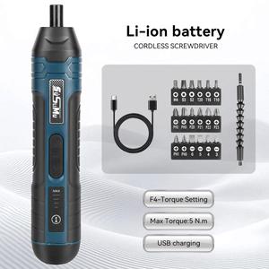 3.6V Lithium Power Cordless Electric Screwdriver, 4 Torque Setting Cordless Electric Screwdriver, USB Rechargeable Electric Screwdriver for Home & Office