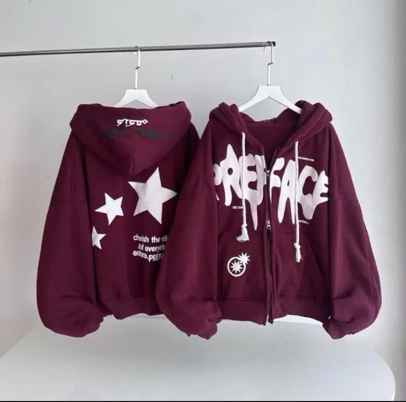 Áo Khoác Hoodie Nam Nữ FREFACE Ngôi Sao In Nổi Siêu Xinh HOT Trend Jacket Menswear Mạnh Mẽ 1