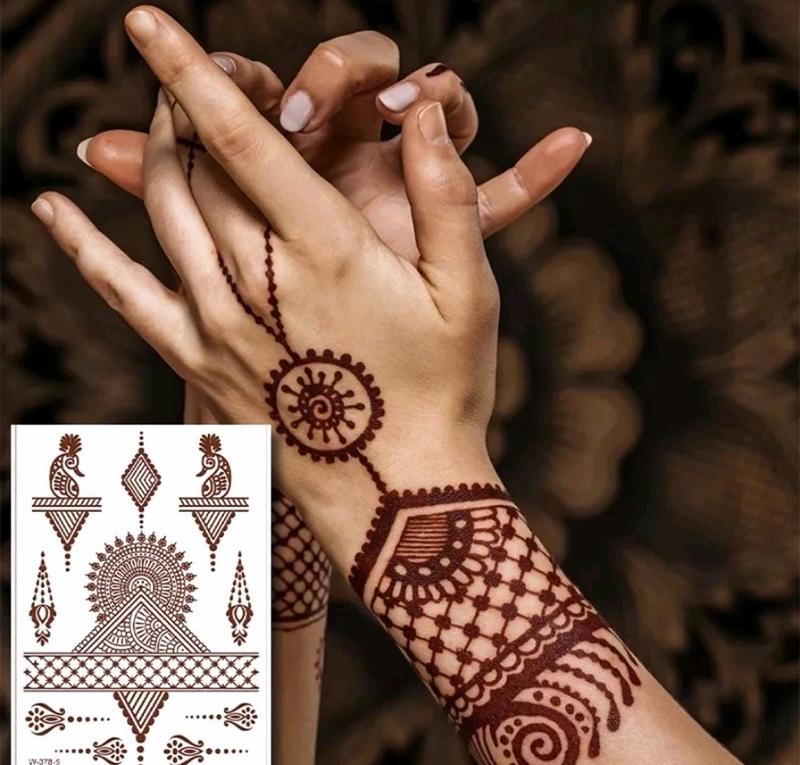 Henna Sticker MAROON Instant Pelekat Pengantin Inai viral Sticker Tattoo