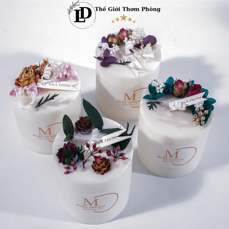 Nến Thơm Hoa Cỏ Handmade Hương Thơm Tự Nhiên Giúp Thư Giãn,Khử Mùi Trang Trí Decor 0