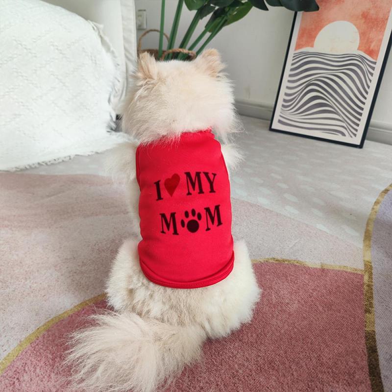 I Love My Mom Letter Print Pet Vest, Breathable Pet Clothes for Small and Medium Dogs & Cats, Pet Supplies for Indoor Outdoor Wear 0
