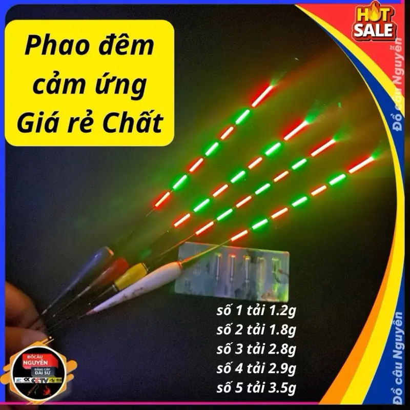 Phao đêm câu cá Giá Rẻ , phao sáng câu đài không cảm biến 5 vạch tặng pin tải chì <2.2G ngẫu nhiên