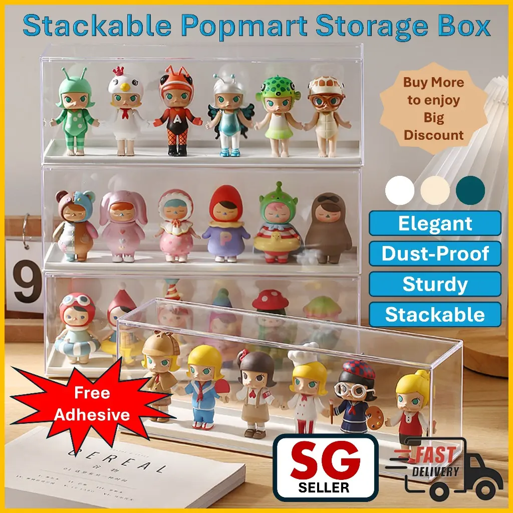 [SG Stock] Popmart Display Box Transparent Stackable Molly Blind Box DustProof Acrylic Doll Display Rack