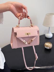 Fashion Solid Color Handbags, Casual Versatile Buckle Design Shoulder Bag for Women, Simple All-match Bag for Daily Used, Wife Up Work Bag, Pink Stuff