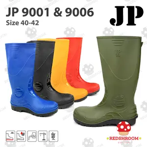Sepatu Boot Tinggi JP 9001 9006 Hitam Hijau Kuning Biru Merah JP Boots Karet Lokal Lentur Anti Air Shoes