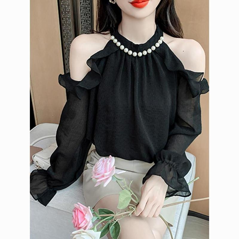 Áo Sơ Mi Trễ Vai Cho Nữ, Mùa Xuân Và Mùa Hè, Phương Tây Sang Trọng Sang Trọng, Cổ Yếm Vai Đào, Thiết Kế Đẹp, Hàng Mới Về Năm, Có Sẵn Cho 814 Người,