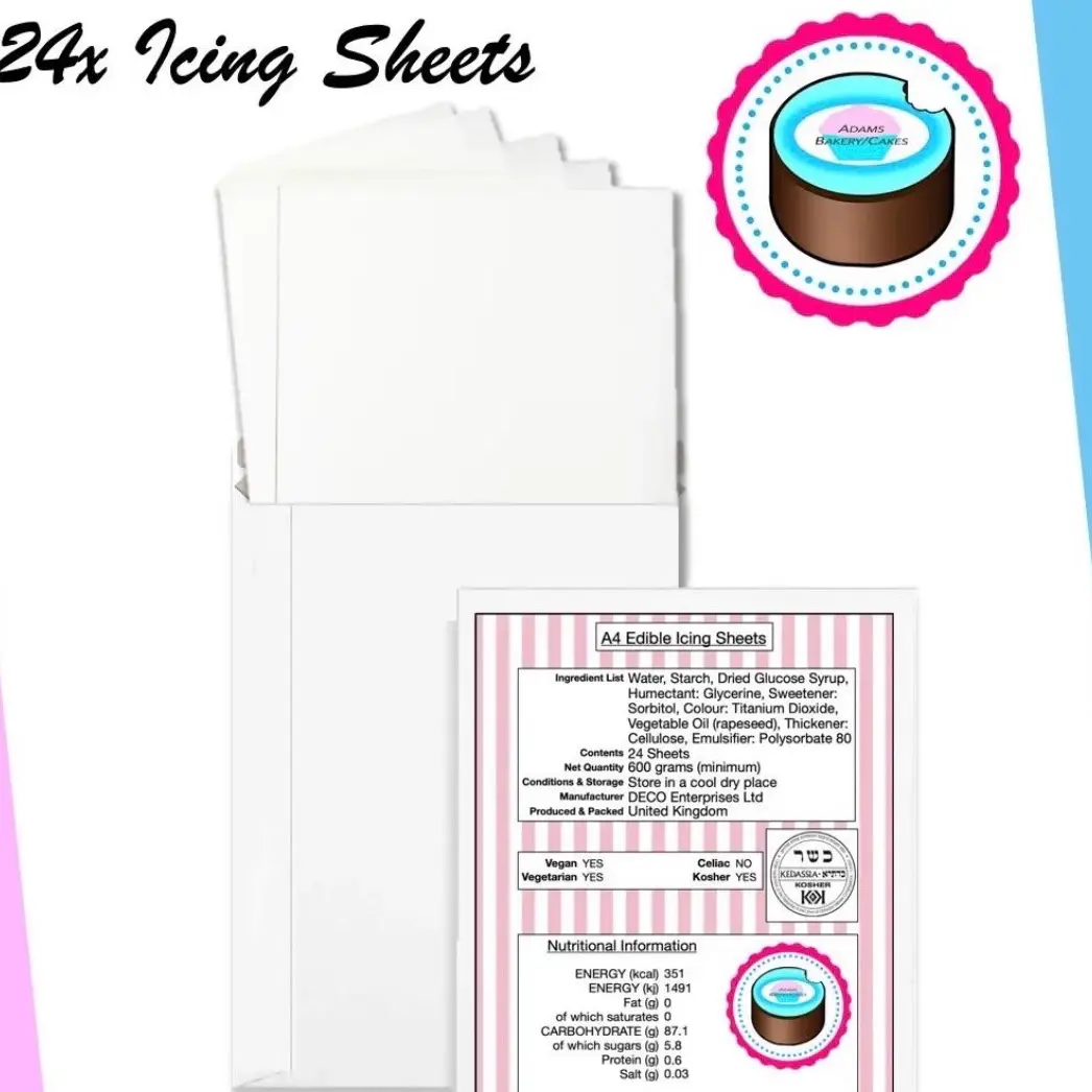 X24 QUALITY DECO EDIBLE ICING SHEETS for Baking