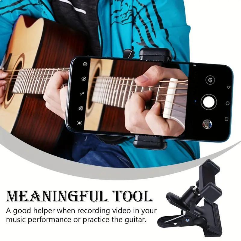 Metal Camera Cell Phone Music Mount, Guitar Headstock Mobile Phone Clamp Clip Mount for Smartphones and GoPro Action Cameras, Mobile Phone Accessories, Stand, Adjustable, Cellphone 5