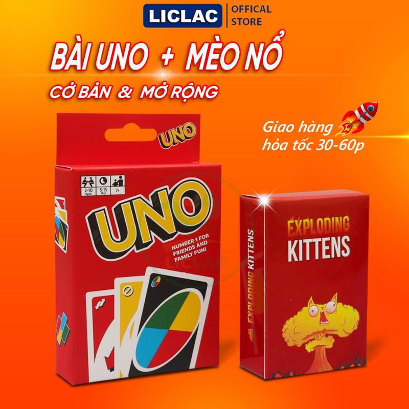  Combo Bài Uno + Mèo Nổ Việt Hóa - Board Game Cơ Bản và Mở Rộng hấp dẫn Trò chơi vui vẻ cho nhóm bạn - LICLAC 
