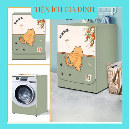 Bọc máy giặt cửa ngang vải bạt chống nắng mưa cao cấp loại dày Chống Nước Đồng