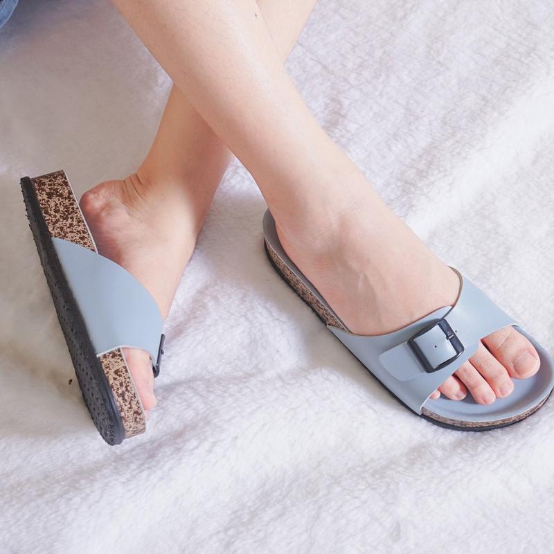 Sandal Wanita Casual Sandal Slop Kulit Sol Puyuh Kekinian Model Birken Single Strap Single Sendal 1