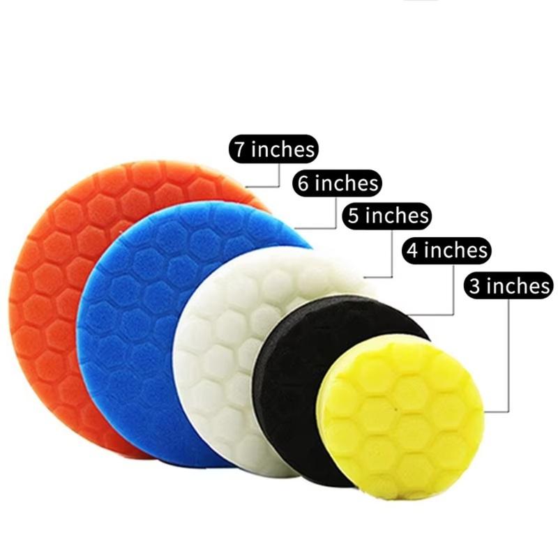 5pcs/Set Easy to Use 3/4/5/6/7 Inch Car Polishing Pad Kit Circular Self-Adhesive Auto Car Buffing Pad Set Reusable Polisher Waxing Pads for Car Polisher Dril 2