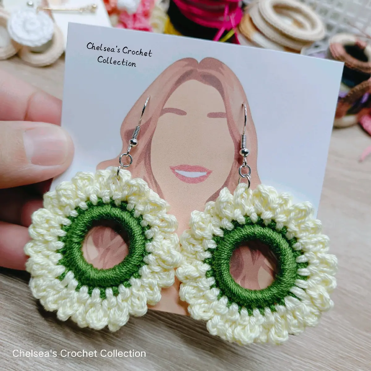Handmade Crochet Loop Flower Earrings