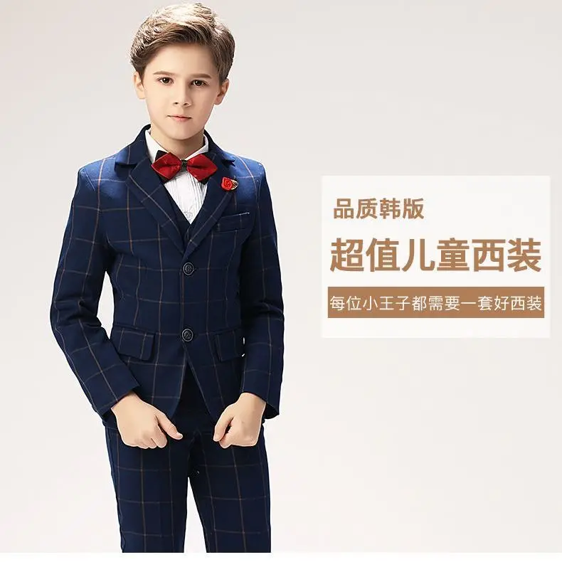 Children's Suit for New Year Boys' Formal Wear Set Boys' Host British Style Jacket Suit Performance Outfit Spring and Autumn