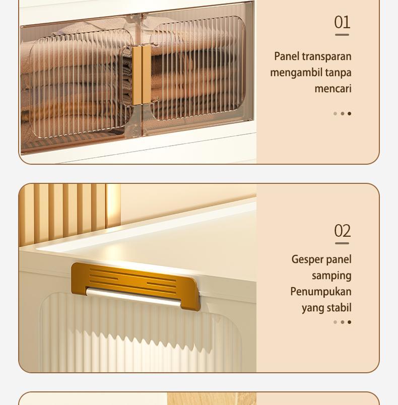 FIXIT Lemari Pakaian Plastik Lipat 50cm*60cm dengan Roda Putar 360° Multifungsi dan Kapasitas Besar untuk Penyimpanan Serbaguna
